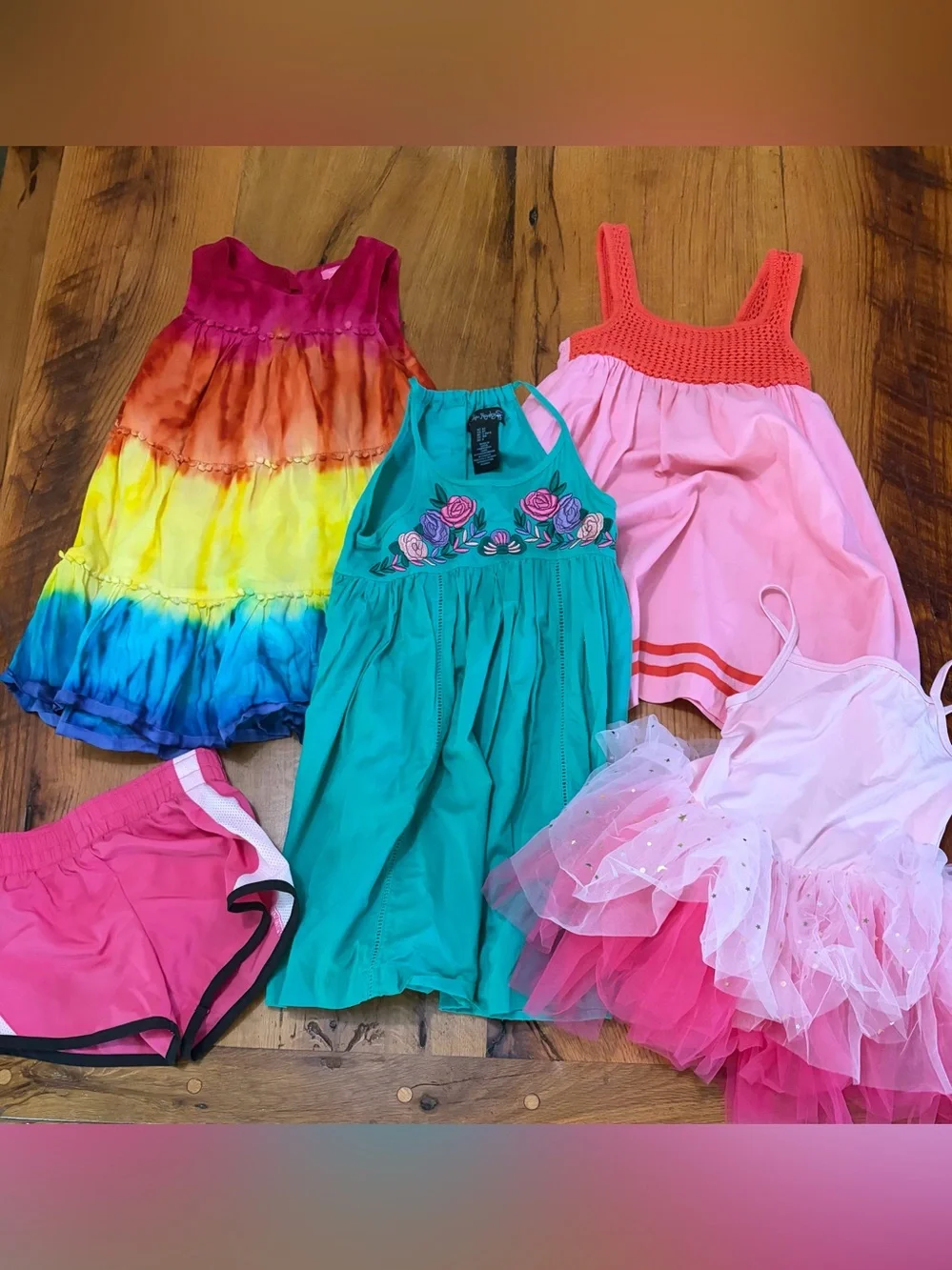 Bundle of FIVE precious little girl dresses, shorts and ballet outfit, size 4T